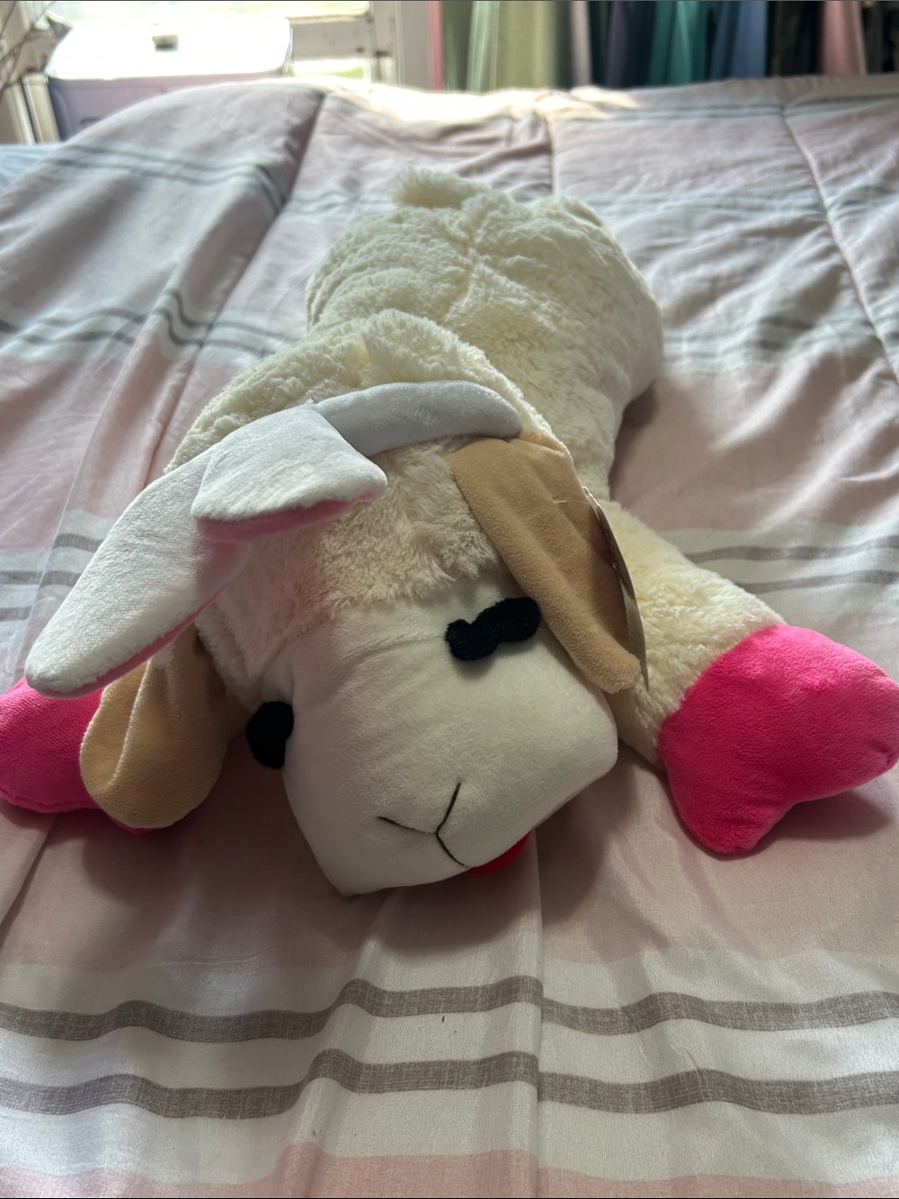 Plush Lamb Chop Dog Toy with Pink Paws - Soft Chew Plush for Dogs 25” Long NWT